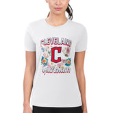 Cleveland Guardians G-III 4Her by Carl Banks Women's Super-Slim Fit Lightweight Flowers Graphic T-Shirt - White