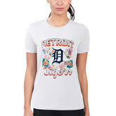Detroit Tigers G-III 4Her by Carl Banks Women's Super-Slim Fit Lightweight Flowers Graphic T-Shirt - White