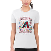Arizona Diamondbacks G-III 4Her by Carl Banks Women's Super-Slim Fit Lightweight Flowers Graphic T-Shirt - White