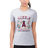 Los Angeles Angels G-III 4Her by Carl Banks Women's Super-Slim Fit Lightweight Flowers Graphic T-Shirt - Heather Gray