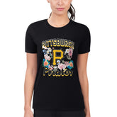 Pittsburgh Pirates G-III 4Her by Carl Banks Women's Super-Slim Fit Lightweight Flowers Graphic T-Shirt - Black
