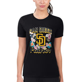 San Diego Padres G-III 4Her by Carl Banks Women's Super-Slim Fit Lightweight Flowers Graphic T-Shirt - Black