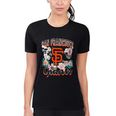 San Francisco Giants G-III 4Her by Carl Banks Women's Super-Slim Fit Lightweight Flowers Graphic T-Shirt - Black