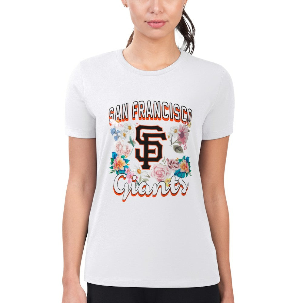 San Francisco Giants G-III 4Her by Carl Banks Women's Super-Slim Fit Lightweight Flowers Graphic T-Shirt - White