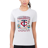 Minnesota Twins G-III 4Her by Carl Banks Women's Super-Slim Fit Lightweight Flowers Graphic T-Shirt - White