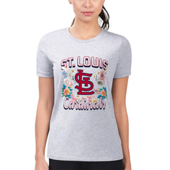 St. Louis Cardinals G-III 4Her by Carl Banks Women's Super-Slim Fit Lightweight Flowers Graphic T-Shirt - Heather Gray