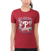 Philadelphia Phillies G-III 4Her by Carl Banks Women's Super-Slim Fit Lightweight Flowers Graphic T-Shirt - Red