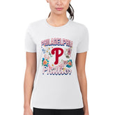 Philadelphia Phillies G-III 4Her by Carl Banks Women's Super-Slim Fit Lightweight Flowers Graphic T-Shirt - White