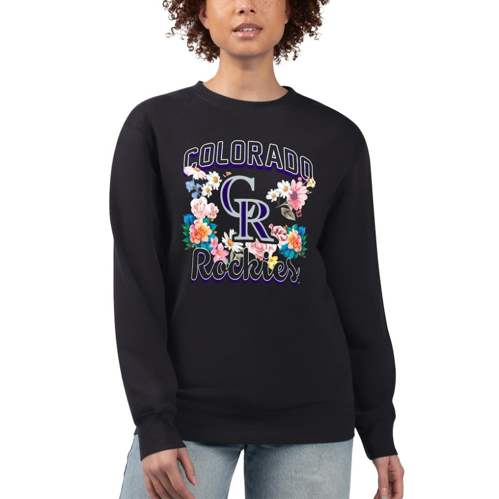Colorado Rockies G-III 4Her by Carl Banks Women's Flowers Graphic Pullover Sweatshirt - Black