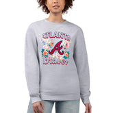 Atlanta Braves G-III 4Her by Carl Banks Women's Flowers Graphic Pullover Sweatshirt - Heather Gray