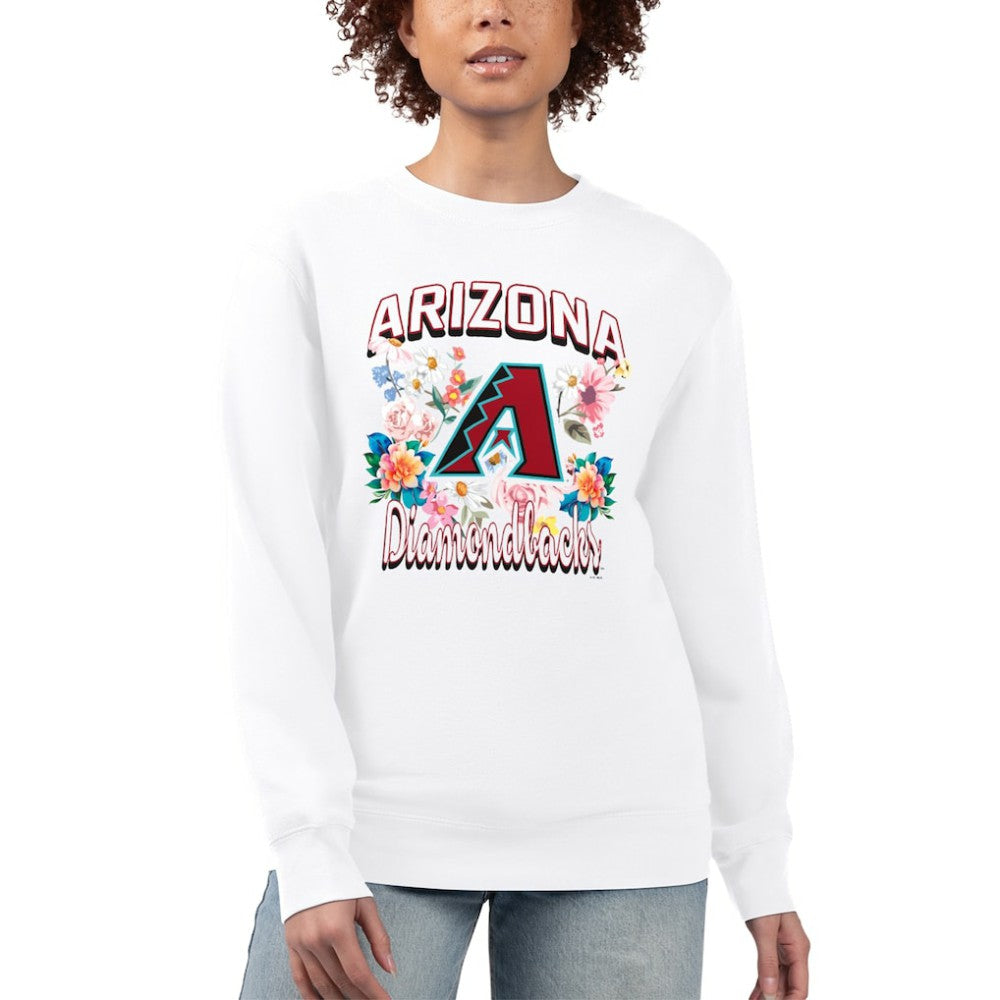 Arizona Diamondbacks G-III 4Her by Carl Banks Women's Flowers Graphic Pullover Sweatshirt - White