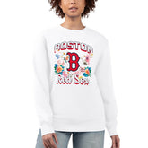 Boston Red Sox G-III 4Her by Carl Banks Women's Flowers Graphic Pullover Sweatshirt - White