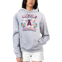Los Angeles Angels G-III 4Her by Carl Banks Women's Flowers Graphic Pullover Hoodie - Heather Gray