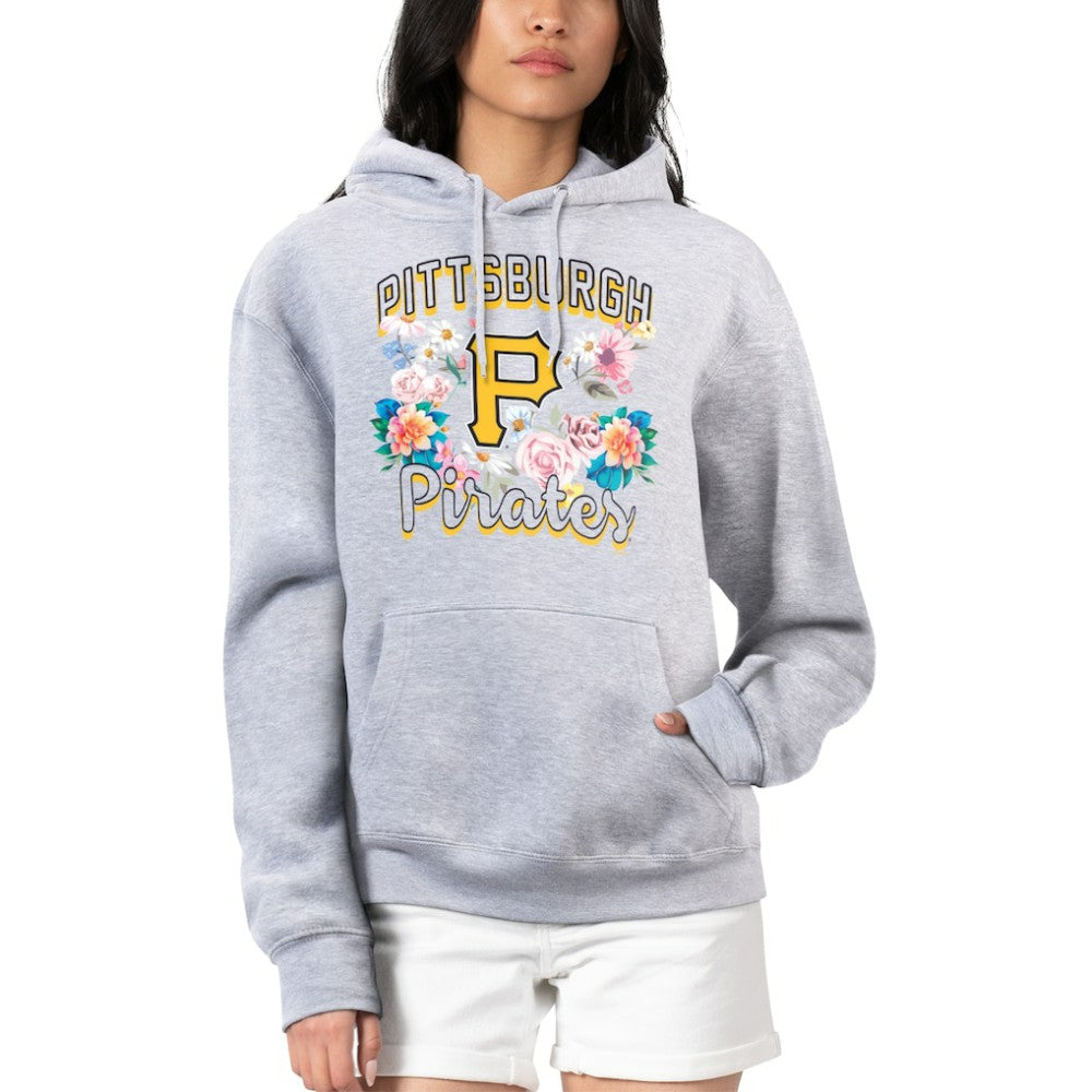 Pittsburgh Pirates G-III 4Her by Carl Banks Women's Flowers Graphic Pullover Hoodie - Heather Gray