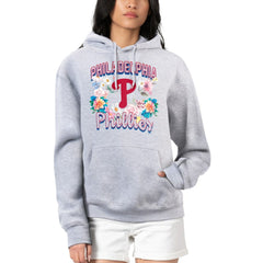 Philadelphia Phillies G-III 4Her by Carl Banks Women's Flowers Graphic Pullover Hoodie - Heather Gray