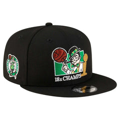 Boston Celtics Lucky 18x Champs 9FIFTY Snapback Hat - Black | New Era shop