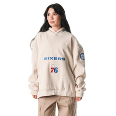Philadelphia 76ers The Wild Collective Unisex Corduroy Tri-Blend Pullover Hoodie - Cream sale