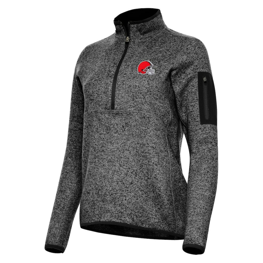 Cleveland Browns Antigua Women's Fortune Half-Zip Jacket - Heather Black sale