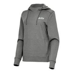 New York Jets Antigua Women's Justice Pullover Hoodie - Heather Black on sale