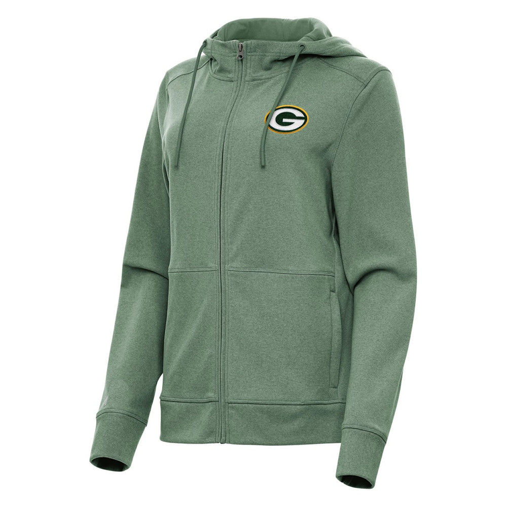 Green Bay Packers Antigua Women's Seeker Full-Zip Hoodie Jacket - Heather Green on sale
