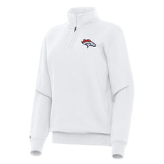 Denver Broncos Antigua Women's Victory Quarter-Zip Top - White sale
