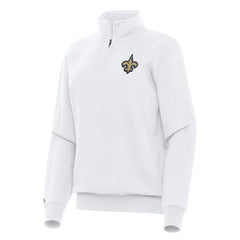 New Orleans Saints Antigua Women's Victory Quarter-Zip Top - White for sale