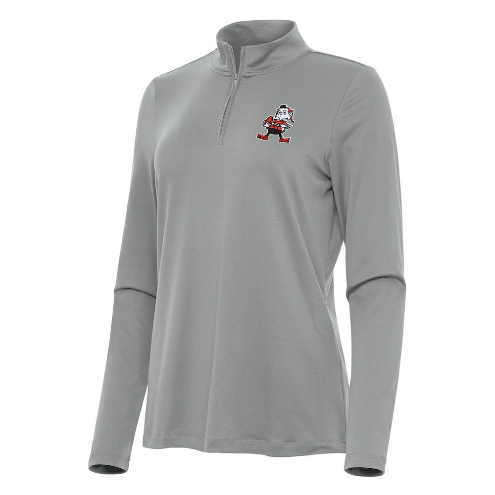 Cleveland Browns Antigua Women's Reprocess Quarter-Zip Top - Gray discount