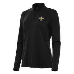 New Orleans Saints Antigua Women's Reprocess Quarter-Zip Top - Black discount