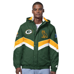 Green Bay Packers OVO x Starter Sideline Full-Snap Puffer Jacket - Green on sale