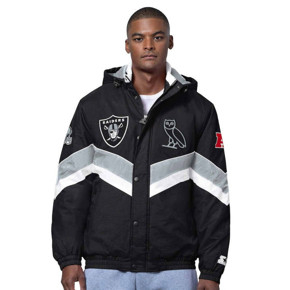 Las Vegas Raiders OVO x Starter Sideline Full-Snap Puffer Jacket - Black for sale