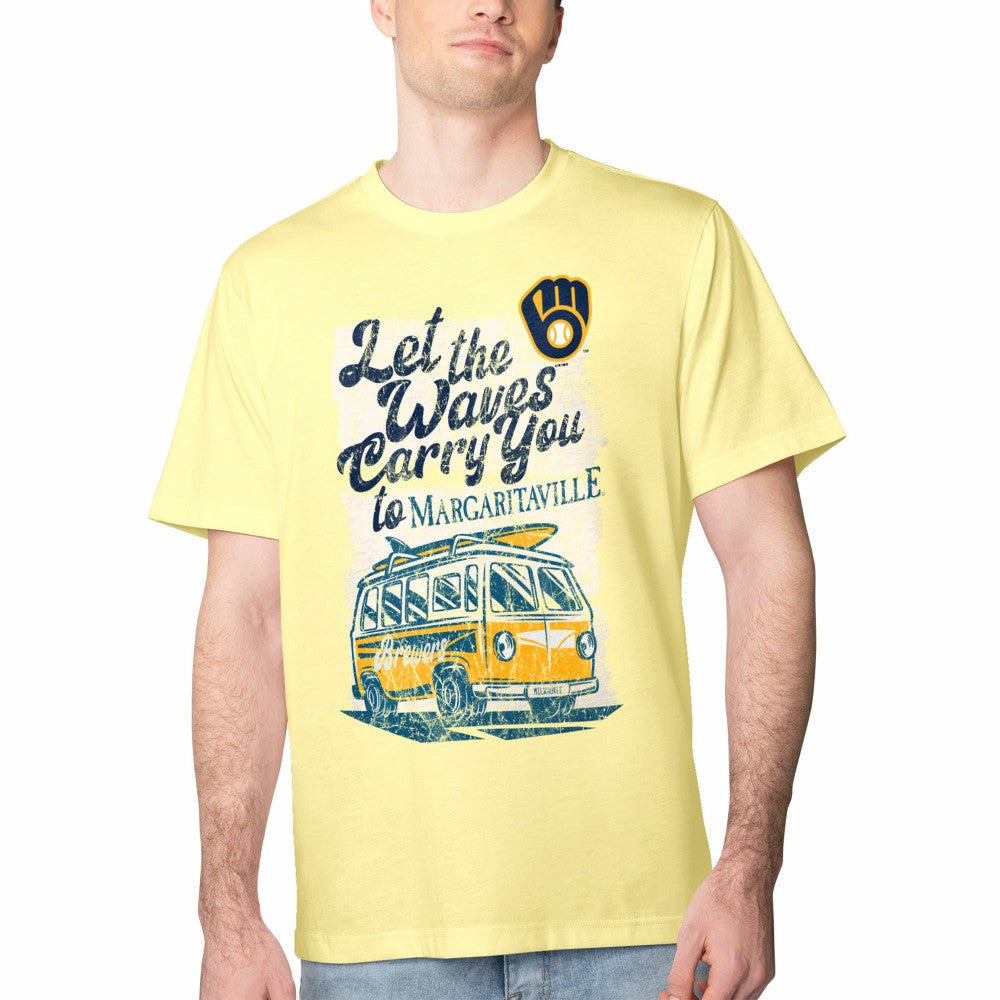 Milwaukee Brewers Margaritaville Bus Waves Graphic T-Shirt - Yellow
