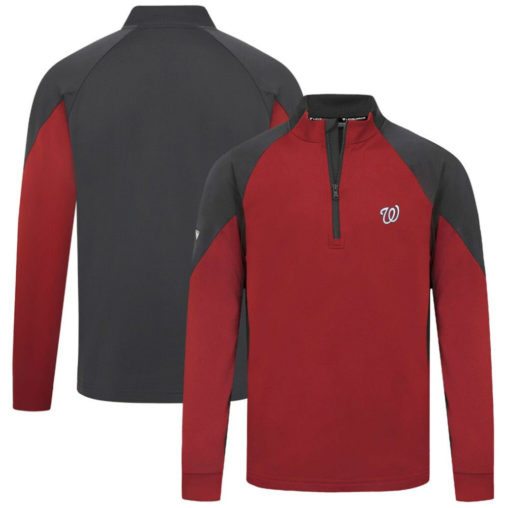 Washington Nationals Levelwear Cadet Insignia 2.0 Raglan Quarter-Zip Jacket - Red