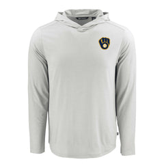 Milwaukee Brewers Cutter & Buck Coastline Epic Comfort Recycled Eco Hoodie Long Sleeve T-Shirt - Gray