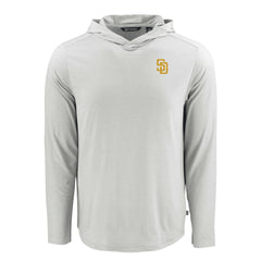 San Diego Padres Cutter & Buck Coastline Epic Comfort Recycled Eco Hoodie Long Sleeve T-Shirt - Gray