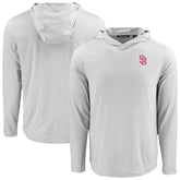 San Diego Padres Cutter & Buck Coastline Epic Comfort Recycled Eco Hoodie Long Sleeve T-Shirt - Gray