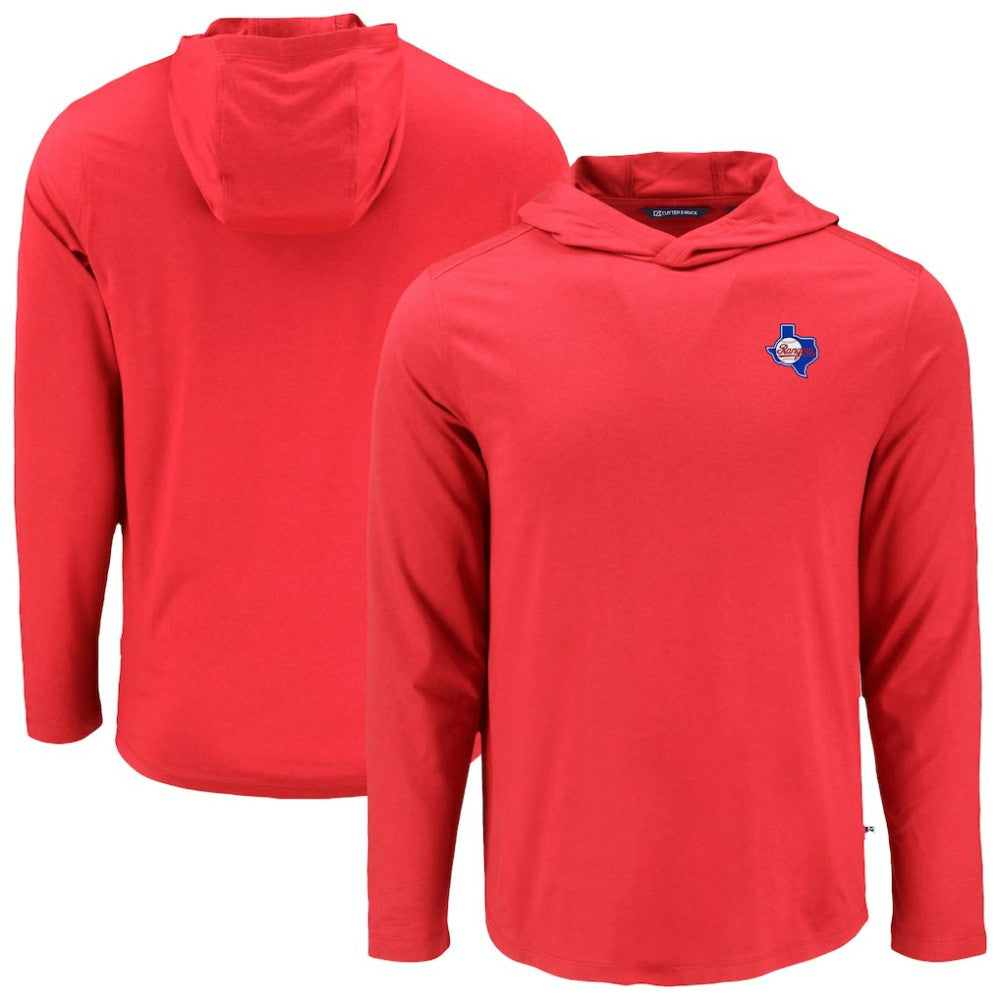 Texas Rangers Cutter & Buck Coastline Epic Comfort Recycled Eco Hoodie Long Sleeve T-Shirt - Red