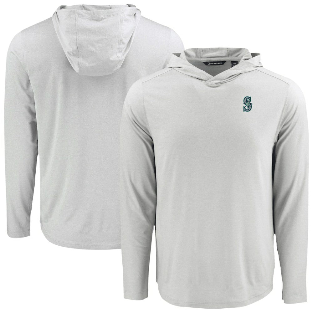 Seattle Mariners Cutter & Buck Coastline Epic Comfort Recycled Eco Hoodie Long Sleeve T-Shirt - Gray