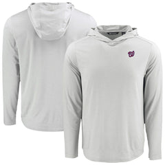 Washington Nationals Cutter & Buck Coastline Epic Comfort Recycled Eco Hoodie Long Sleeve T-Shirt - Gray