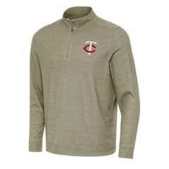 Minnesota Twins Antigua Subtle Quarter-Zip Sweatshirt - Heather Olive