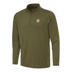 Houston Astros Antigua Reprocess Quarter-Zip Top - Olive