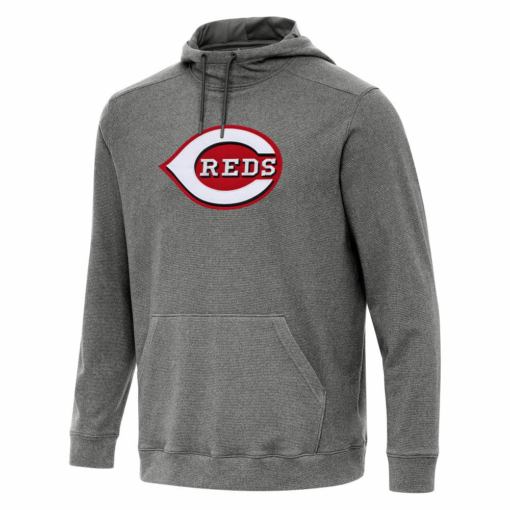 Cincinnati Reds Antigua Cloud Pullover Hoodie - Heather Black