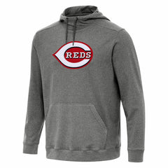 Cincinnati Reds Antigua Cloud Pullover Hoodie - Heather Black