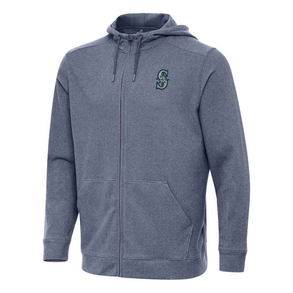Seattle Mariners Antigua Effortless Full-Zip Hooded Jacket - Heather Navy