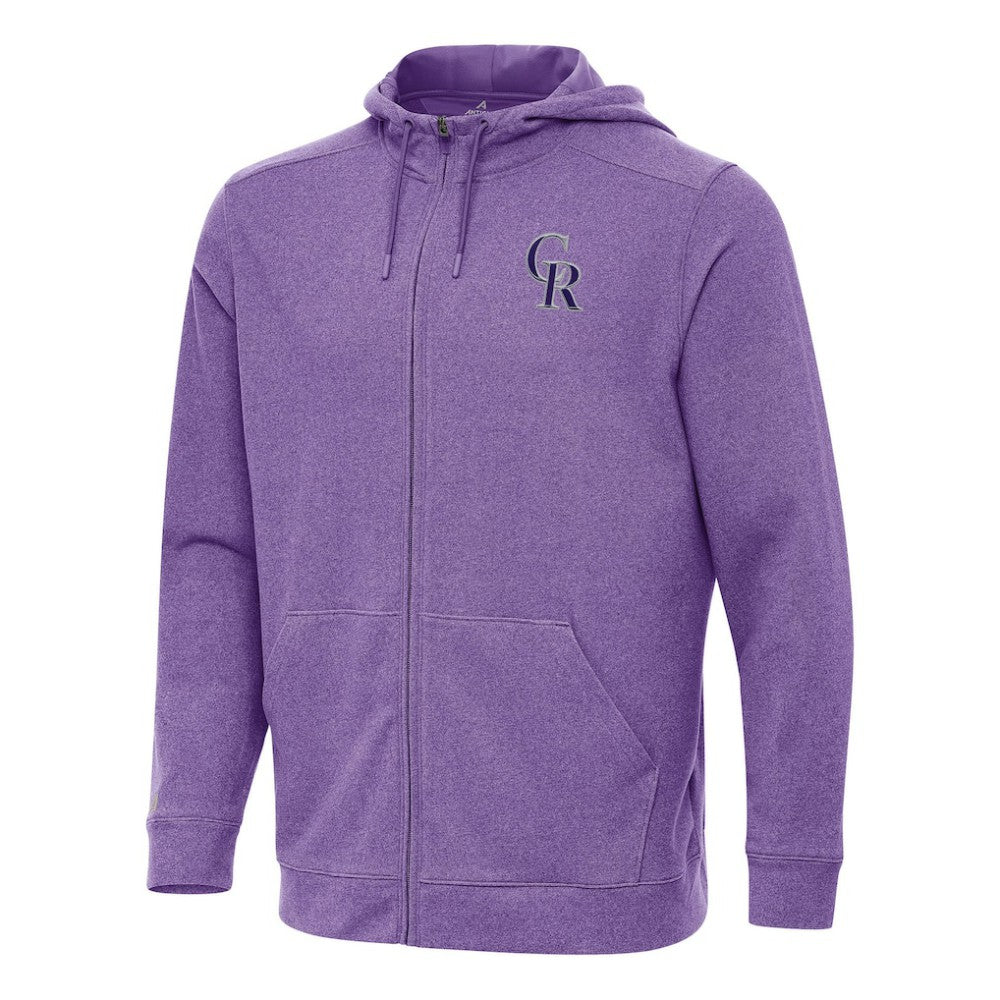 Colorado Rockies Antigua Effortless Full-Zip Hooded Jacket - Heather Purple