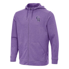 Colorado Rockies Antigua Effortless Full-Zip Hooded Jacket - Heather Purple