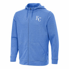 Kansas City Royals Antigua Effortless Full-Zip Hooded Jacket - Heather Royal