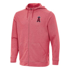 Los Angeles Angels Antigua Effortless Full-Zip Hooded Jacket - Heather Red