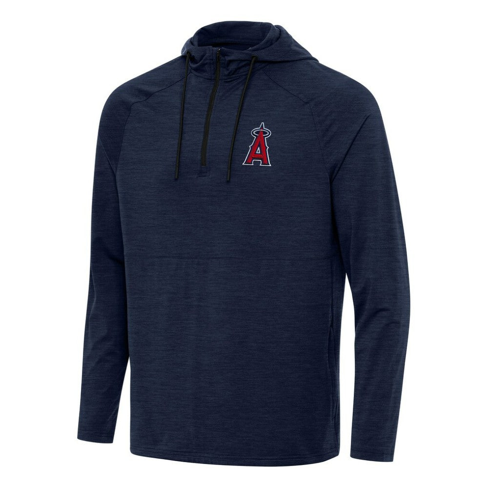 Los Angeles Angels Antigua Spikes Quarter-Zip Pullover Hoodie - Heather Navy