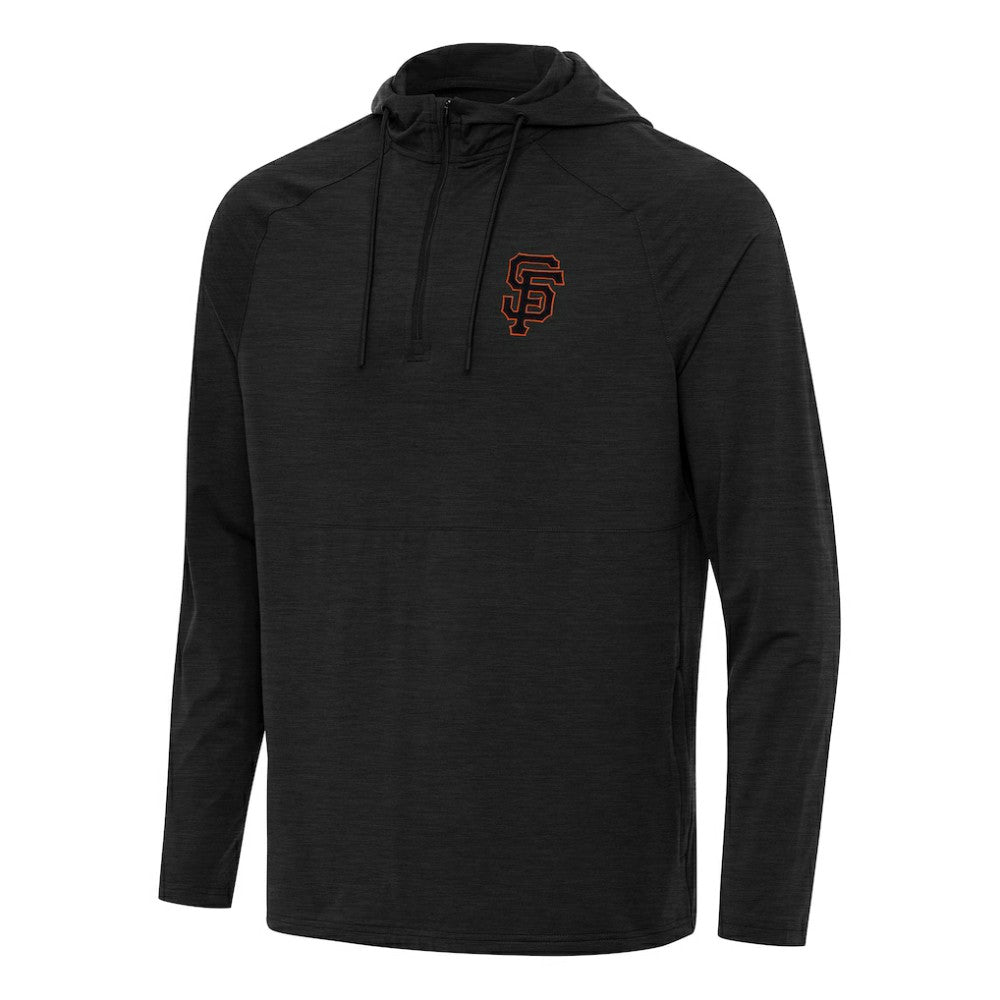 San Francisco Giants Antigua Spikes Quarter-Zip Pullover Hoodie - Heather Black