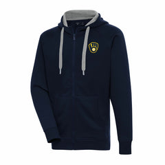Milwaukee Brewers Antigua Big & Tall Victory Full-Zip Hoodie Jacket - Navy